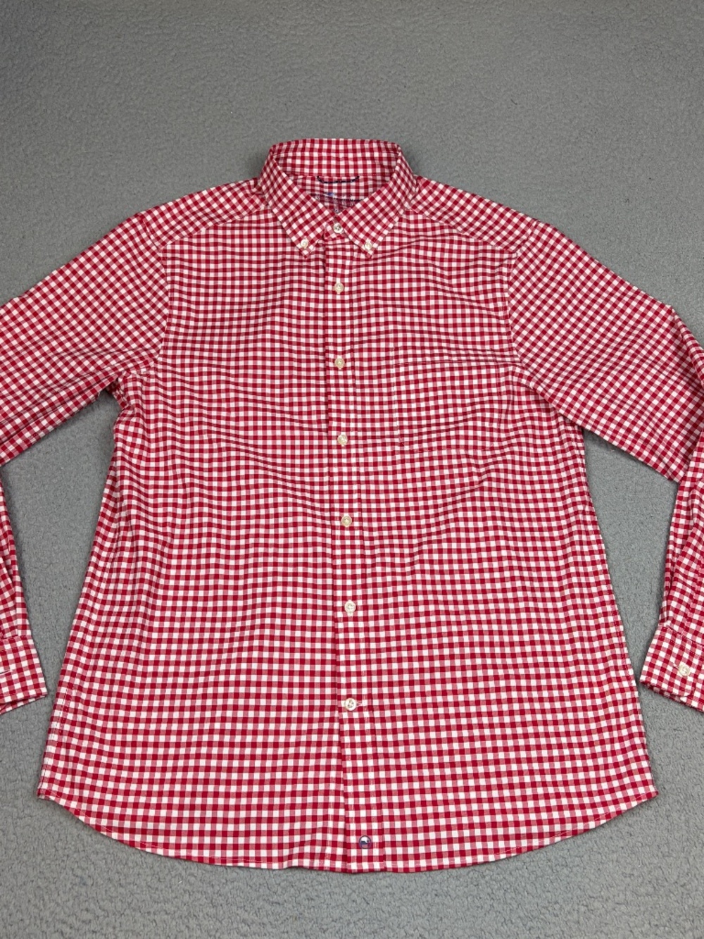 Vineyard Vines On The Go Shirt Mens Medium Red White Gingham Check Performance